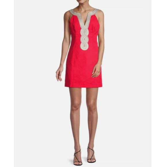 Lilly Pulitzer Women's Resort Red Metallic Valli Shift Dress Size 8 - Picture 4 of 7